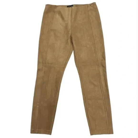 Ivanka Trump Faux Suede Ankle Pants M Dark Taupe - Picture 3 of 7